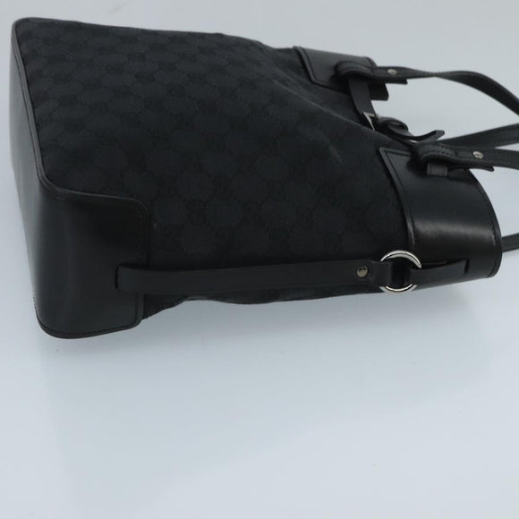 GUCCI GG Canvas Tote Bag Black Silver 107757 Auth ki5048V
