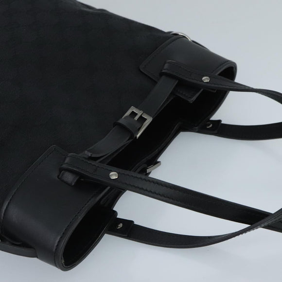GUCCI GG Canvas Tote Bag Black Silver 107757 Auth ki5048V