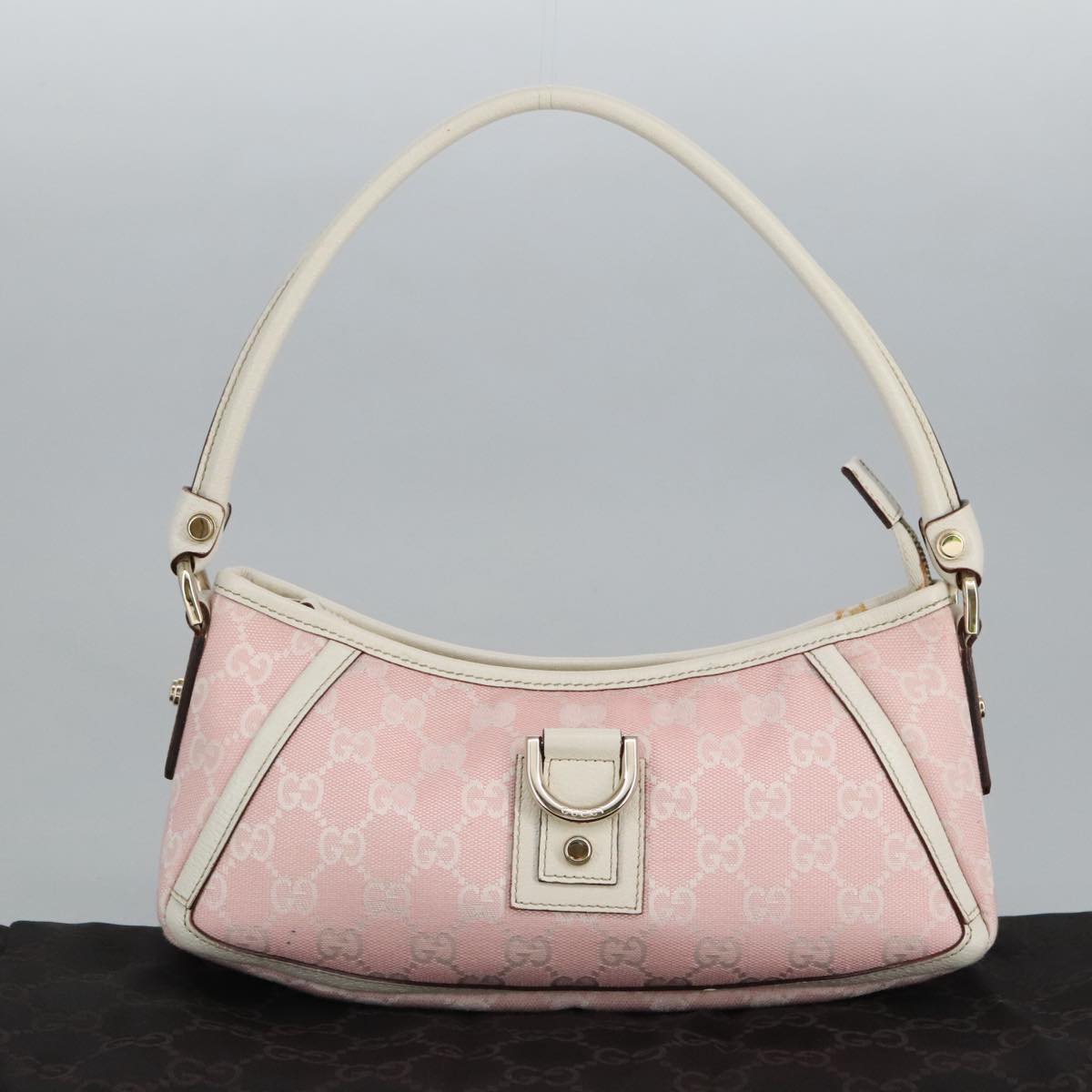 GUCCI GG Canvas Shoulder Bag Pink 130939 Auth ki5065