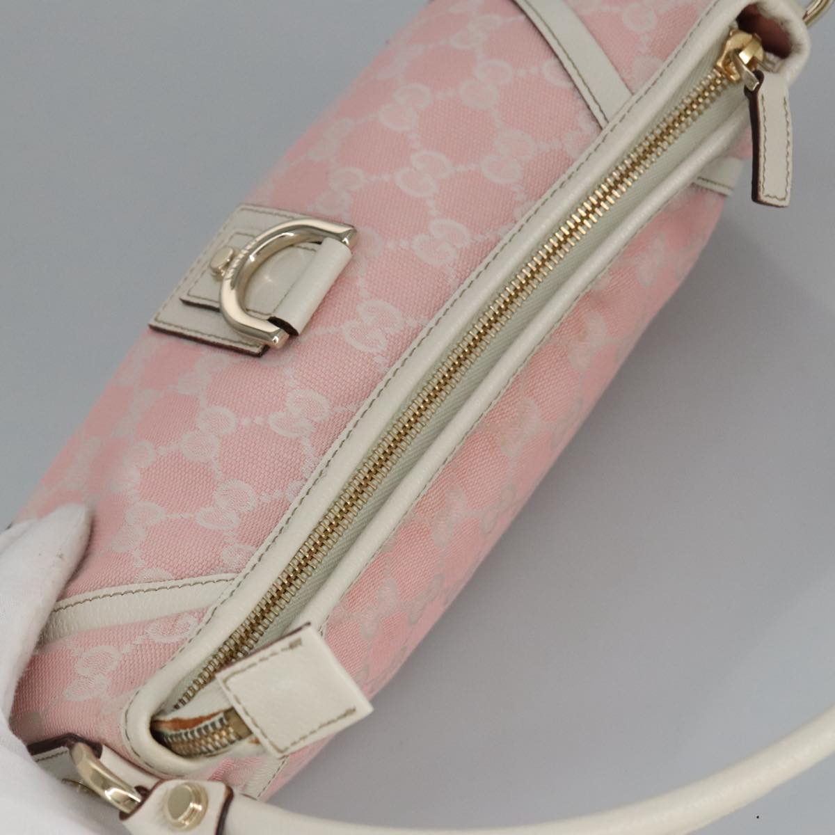 GUCCI GG Canvas Shoulder Bag Pink 130939 Auth ki5065