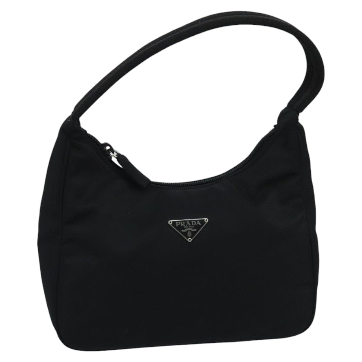 PRADA Pouch Nylon Black Silver Auth ki5066A