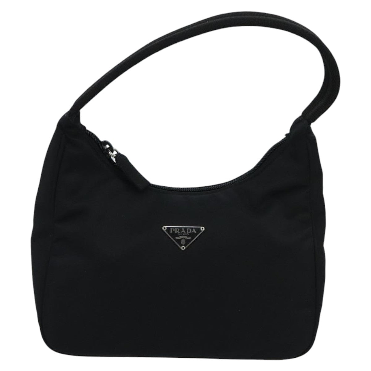 PRADA Pouch Nylon Black Silver Auth ki5066A