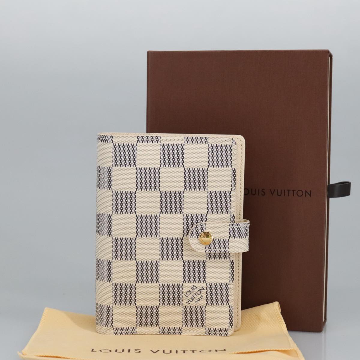 LOUIS VUITTON Damier Azur Agenda PM Day Planner Cover R20706 LV Auth ki5074