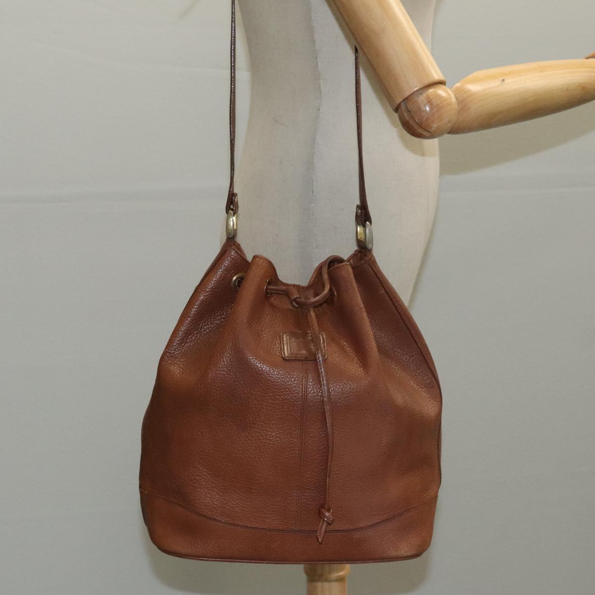 Burberrys Nova Check Shoulder Bag Leather Brown Gold Auth ki5079