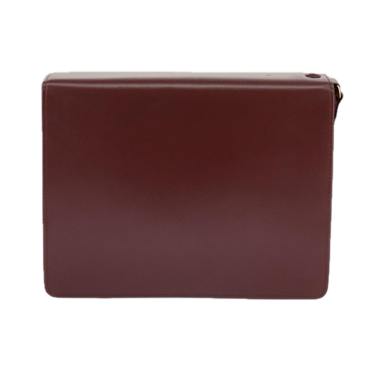 CARTIER Clutch Bag Leather Bordeaux Gold Auth ki5085A - 0