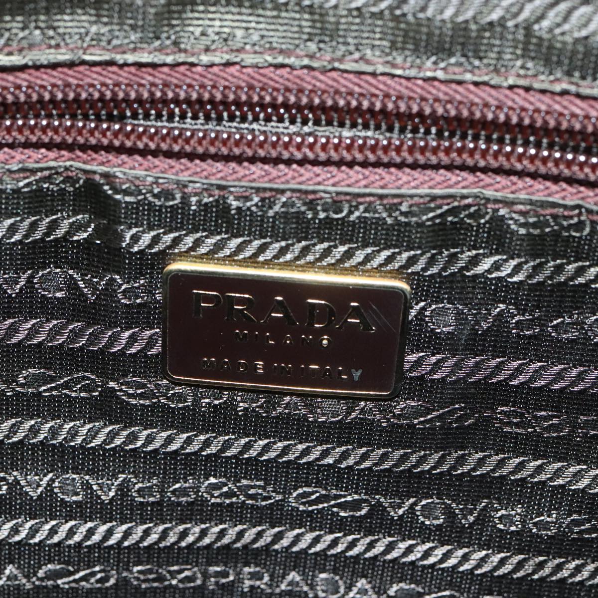 PRADA Chain Shoulder Bag Nylon Brown Gold Auth ki5092