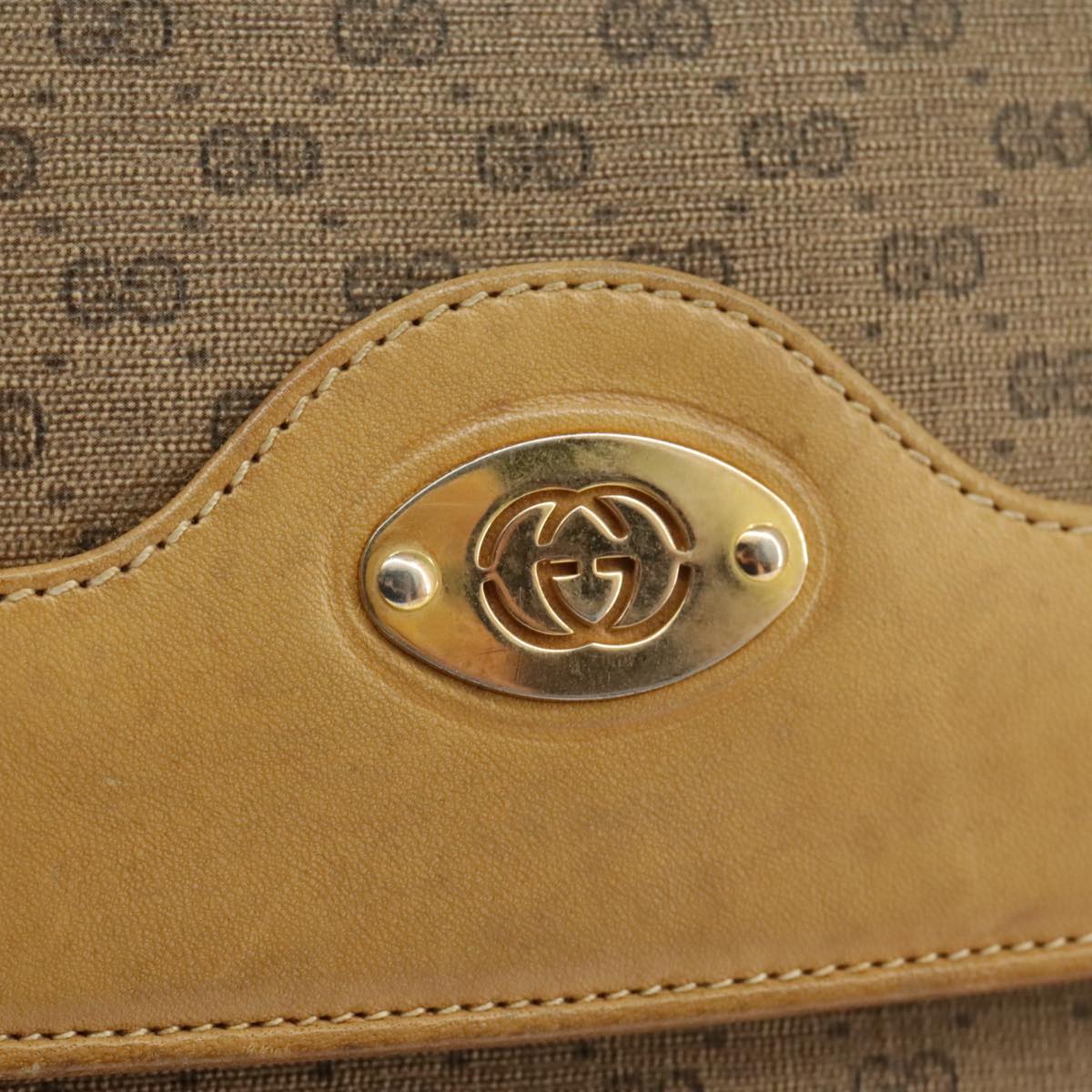 GUCCI Micro GG Supreme Shoulder Bag PVC Beige Gold 004 106 0024 Auth ki5097