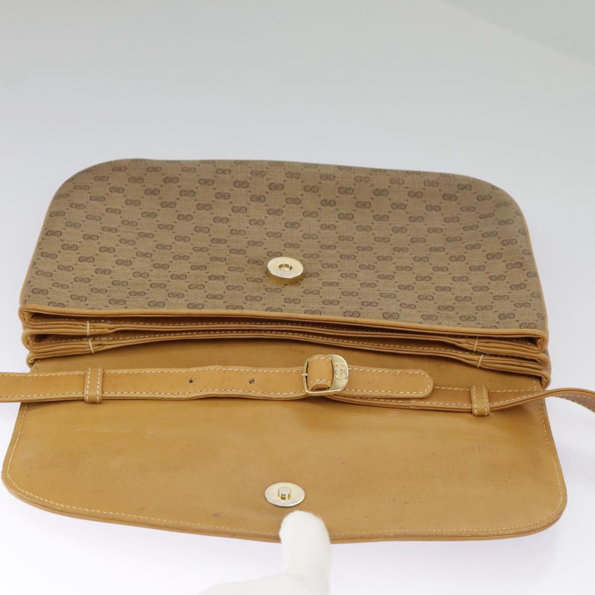 GUCCI Micro GG Supreme Shoulder Bag PVC Beige Gold 004 106 0024 Auth ki5097