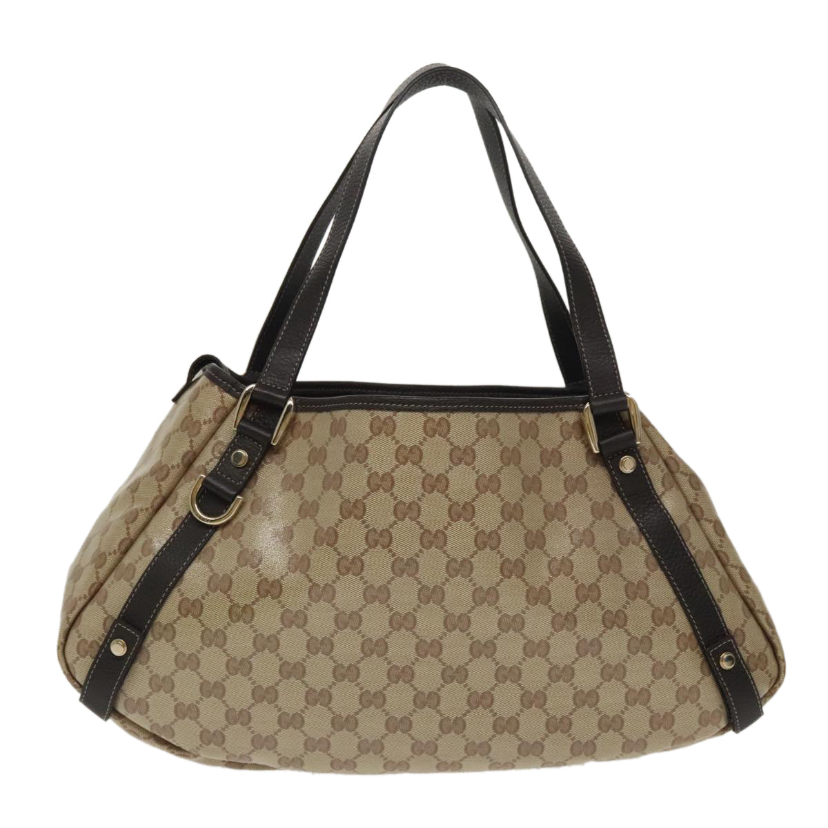 GUCCI GG Crystal Abbey Tote Bag Beige Gold 293578 Auth ki5099