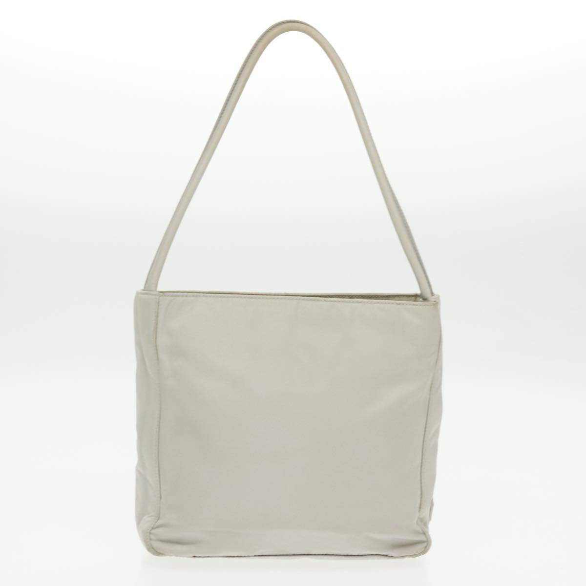 PRADA Tote Bag Nylon Canvas Gray Beige Auth ki5100