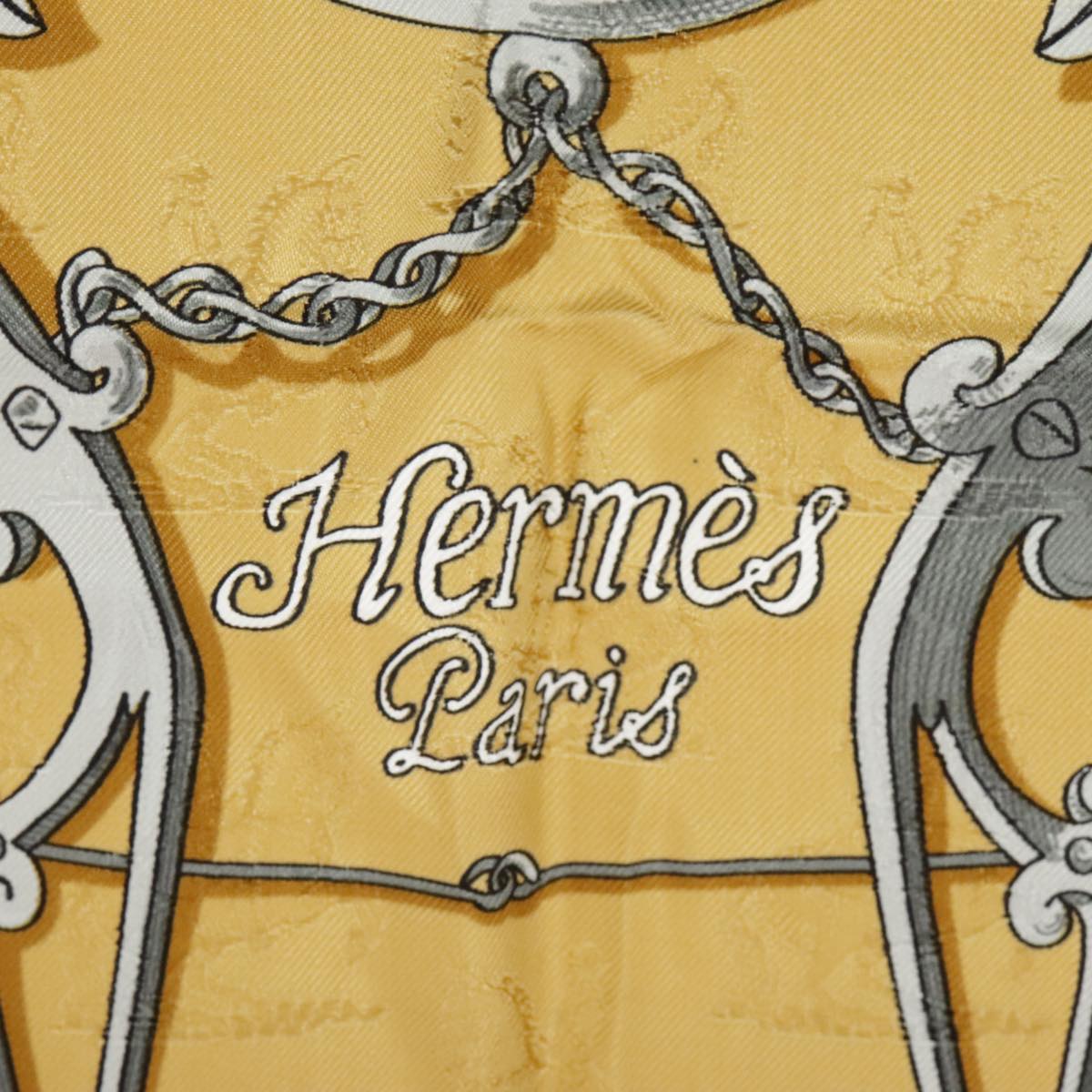 HERMES Carre 90 Scarf ""L’INSTRVCTION DV ROY"" Silk Beige Auth ki5112