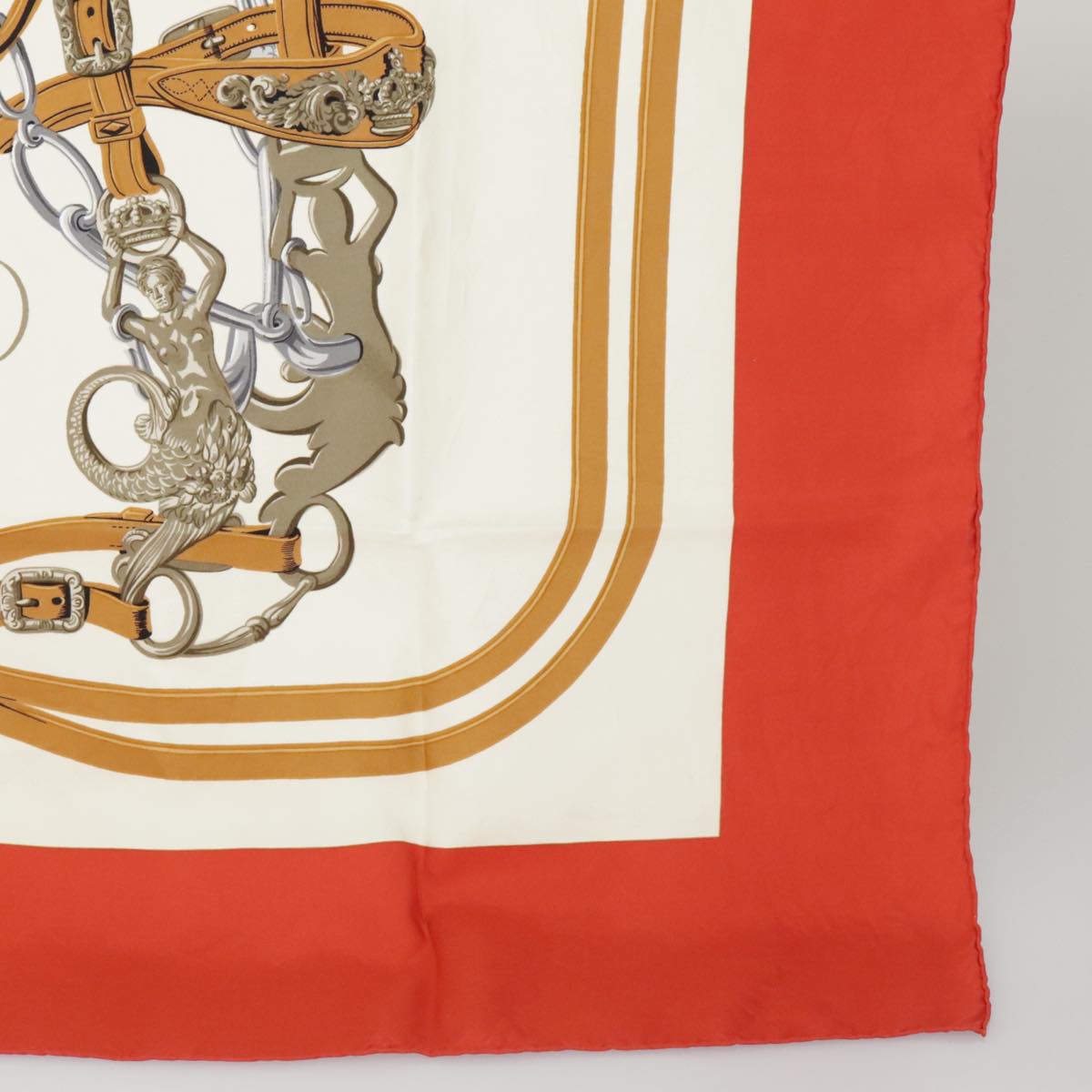 HERMES Carre 90 Scarf ""BRIDES de GALA"" Silk Red White Auth ki5113