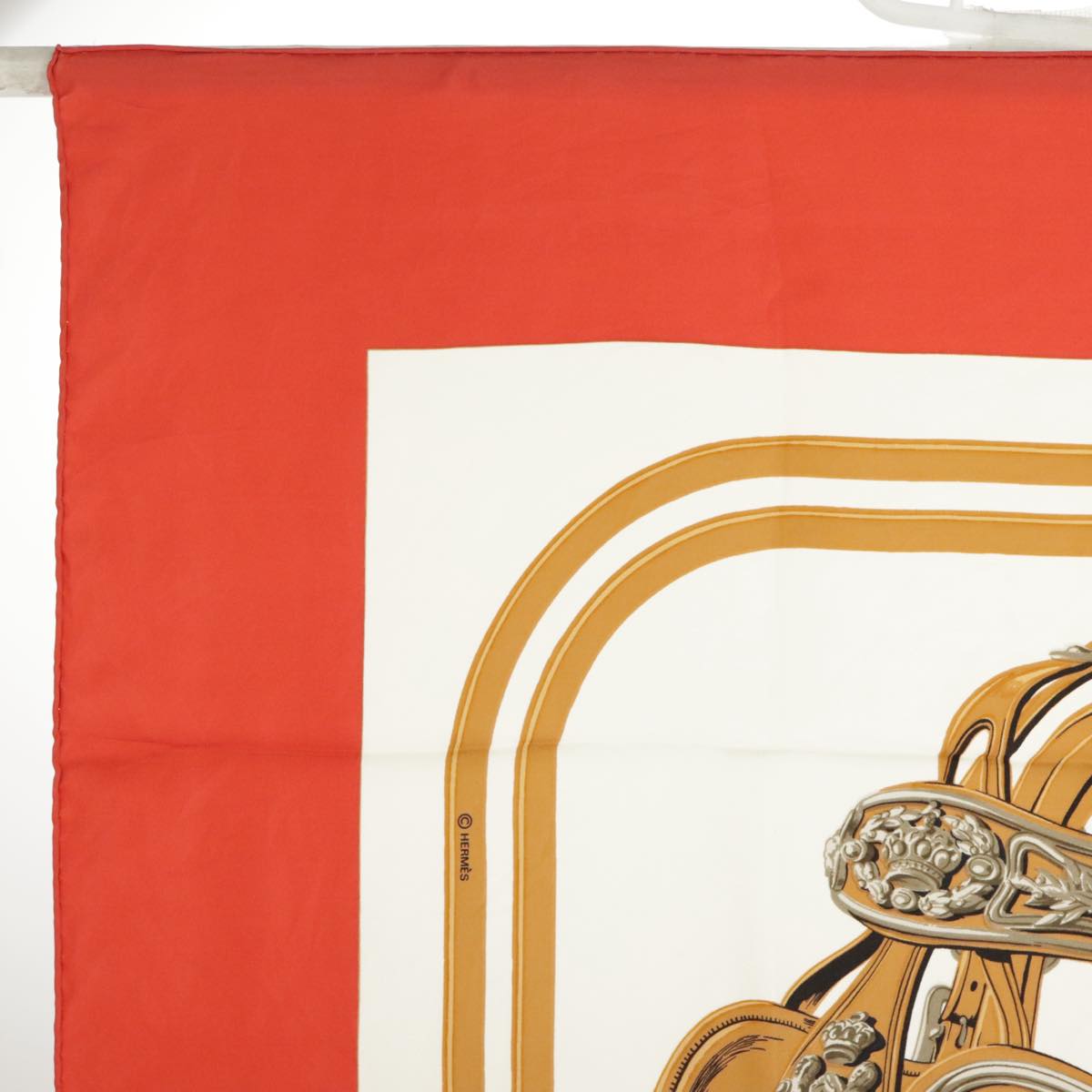 HERMES Carre 90 Scarf ""BRIDES de GALA"" Silk Red White Auth ki5113