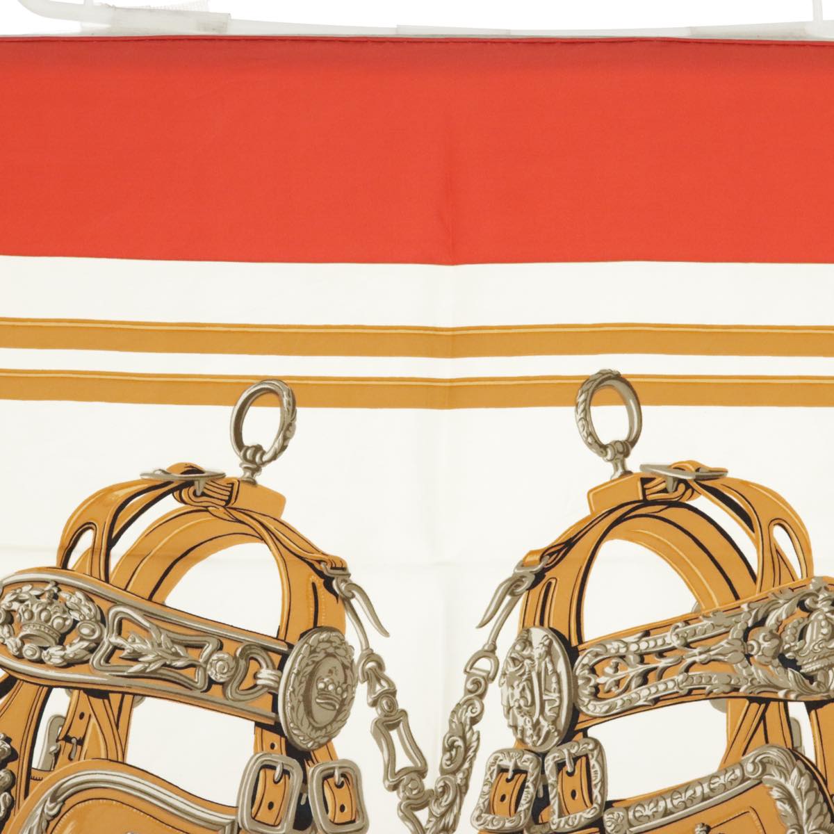 HERMES Carre 90 Scarf ""BRIDES de GALA"" Silk Red White Auth ki5113