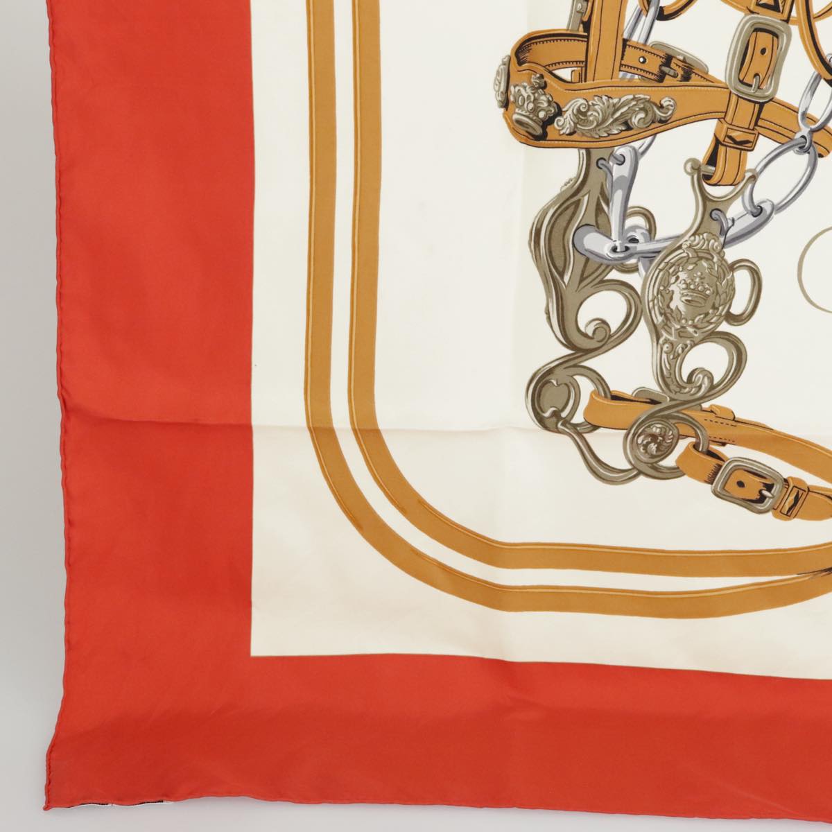 HERMES Carre 90 Scarf ""BRIDES de GALA"" Silk Red White Auth ki5113