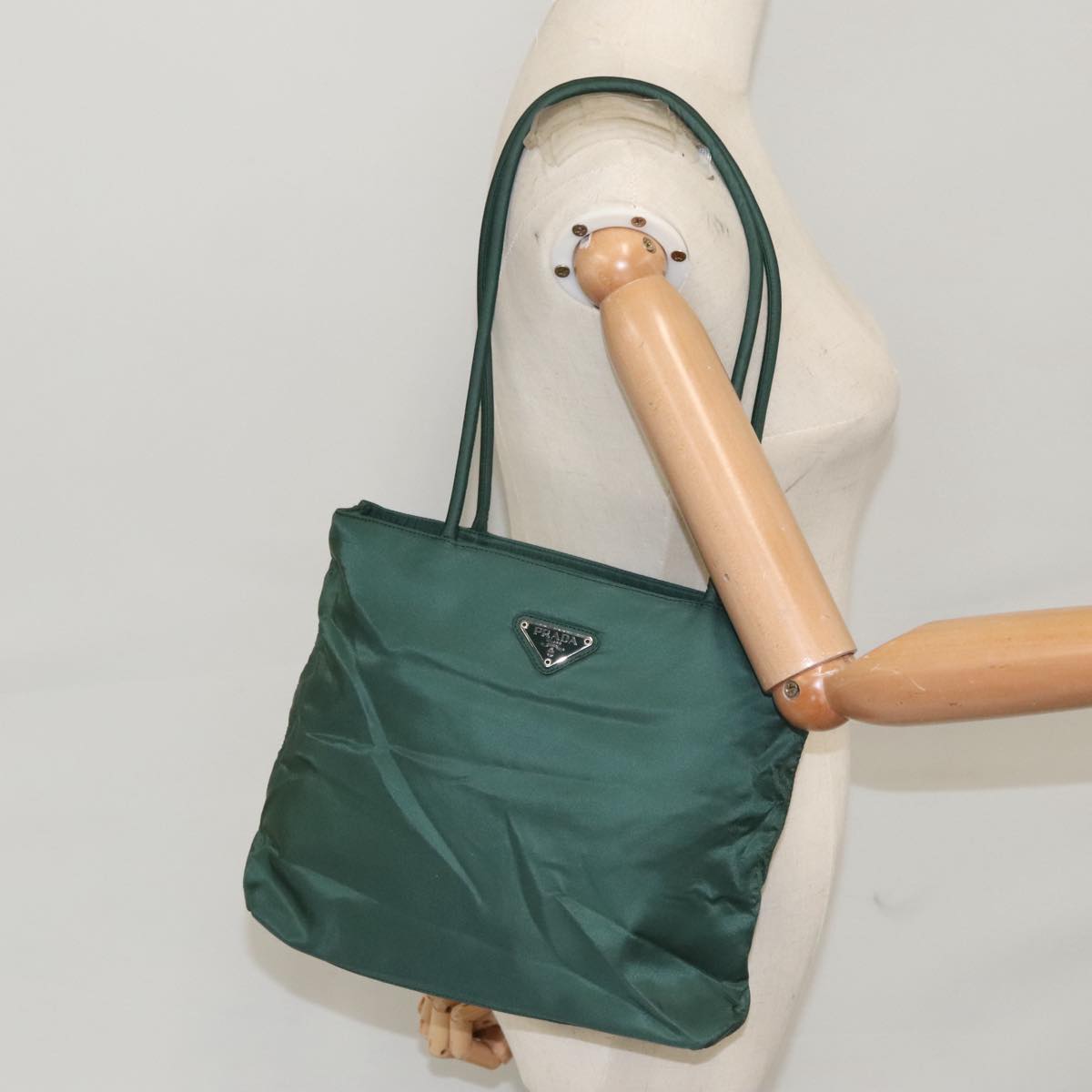 PRADA Tote Bag Nylon Green Auth ki5130