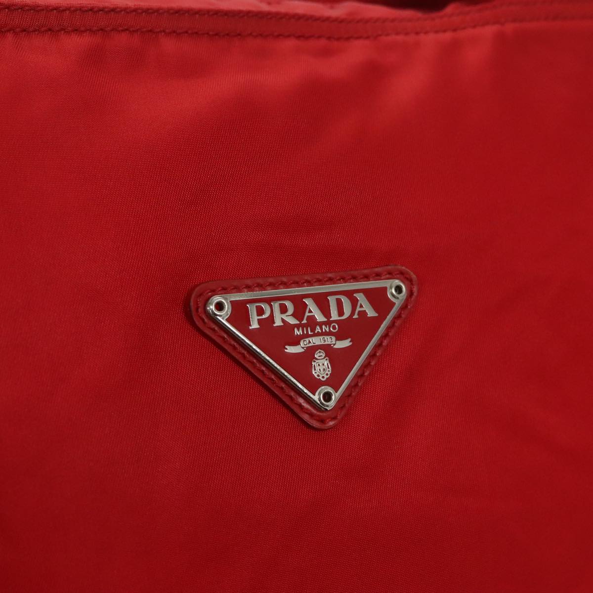 PRADA Tote Bag Nylon Red Auth ki5131