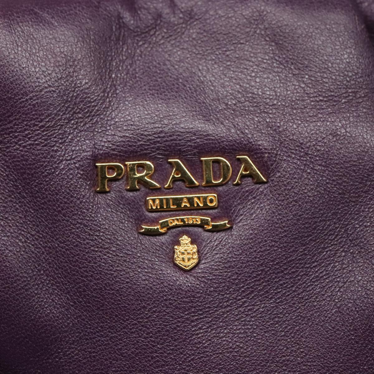 PRADA Hand Bag Leather 2way Purple Auth ki5138