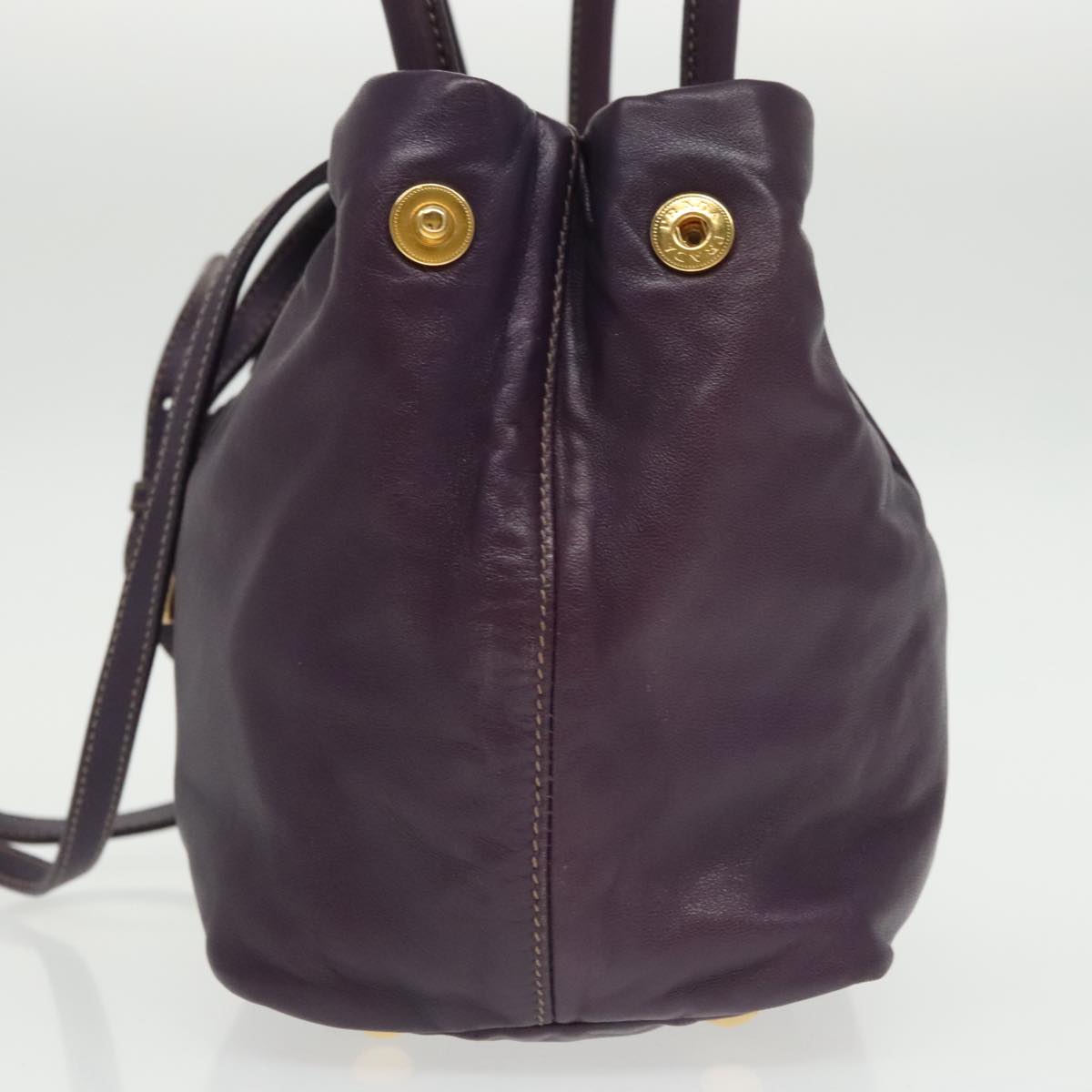 PRADA Hand Bag Leather 2way Purple Auth ki5138