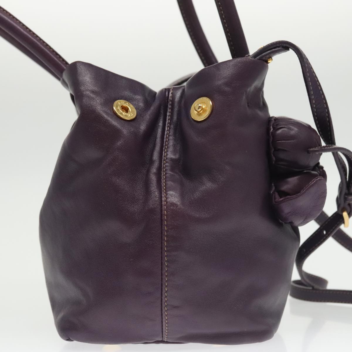 PRADA Hand Bag Leather 2way Purple Auth ki5138