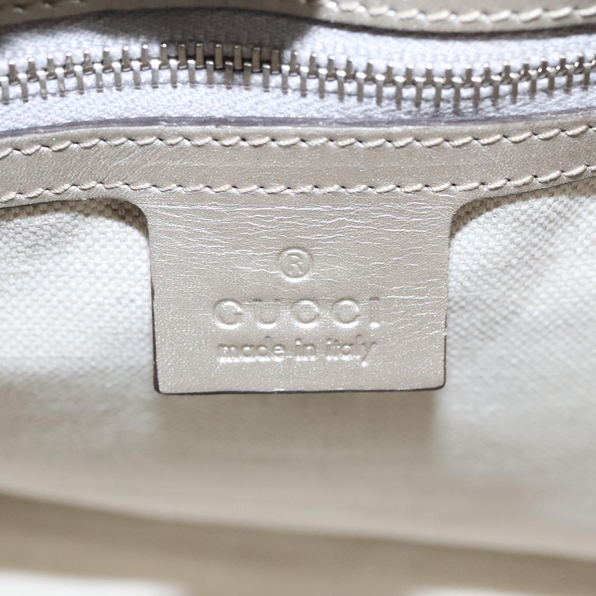 GUCCI GG implementation Boston Bag 2way Silver 203696 Auth ki5140