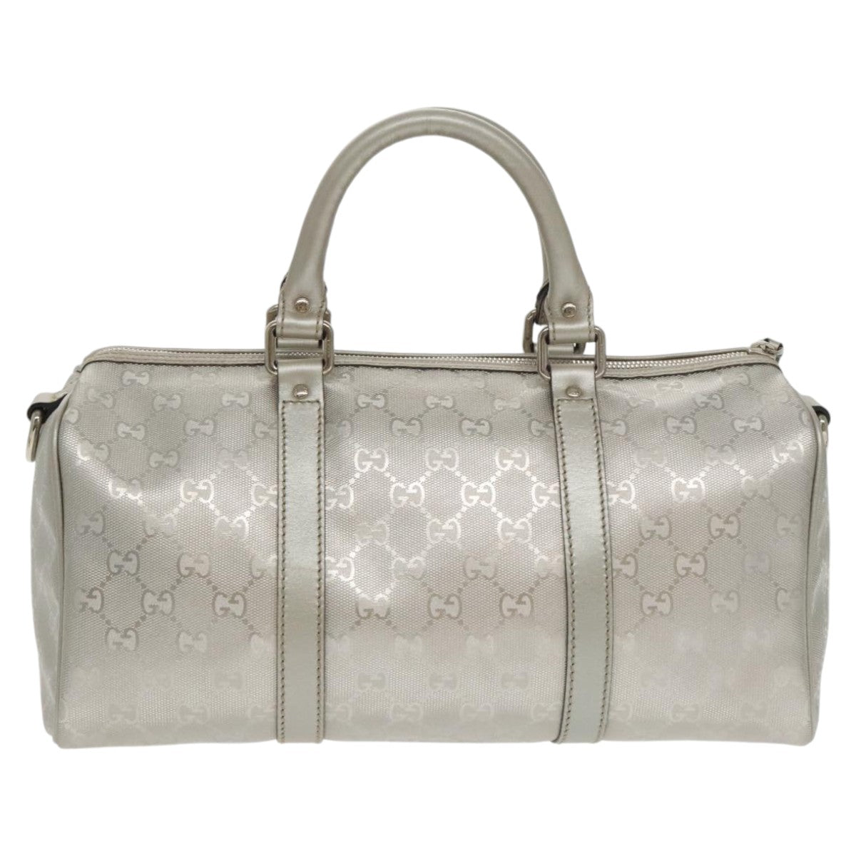 GUCCI GG implementation Boston Bag 2way Silver 203696 Auth ki5140 - 0