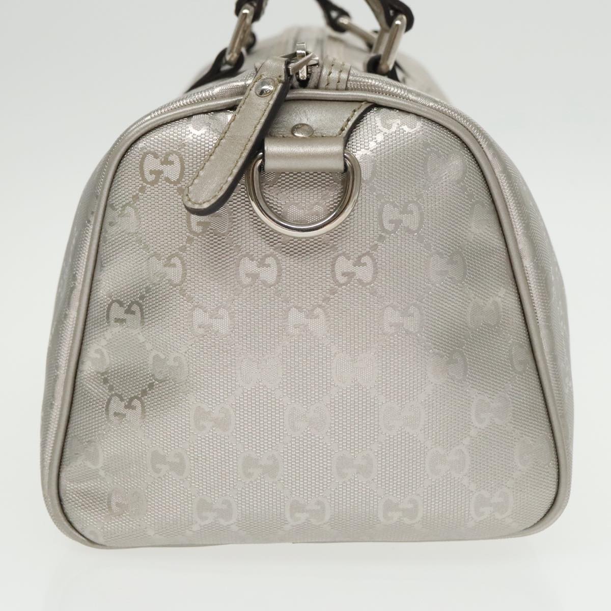 GUCCI GG implementation Boston Bag 2way Silver 203696 Auth ki5140