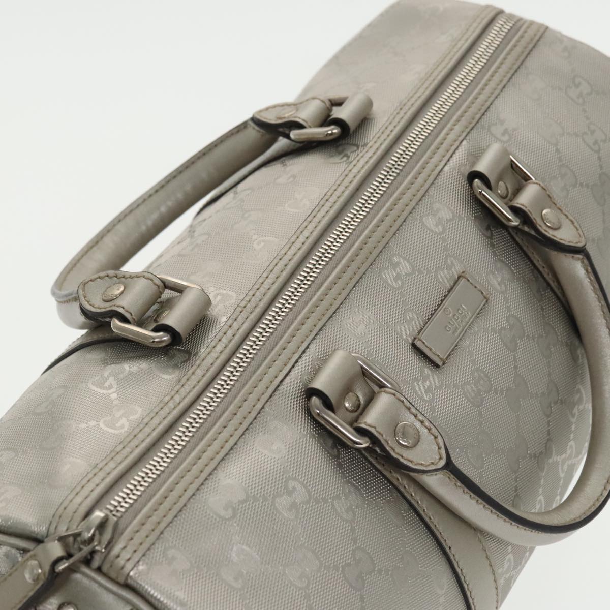 GUCCI GG implementation Boston Bag 2way Silver 203696 Auth ki5140