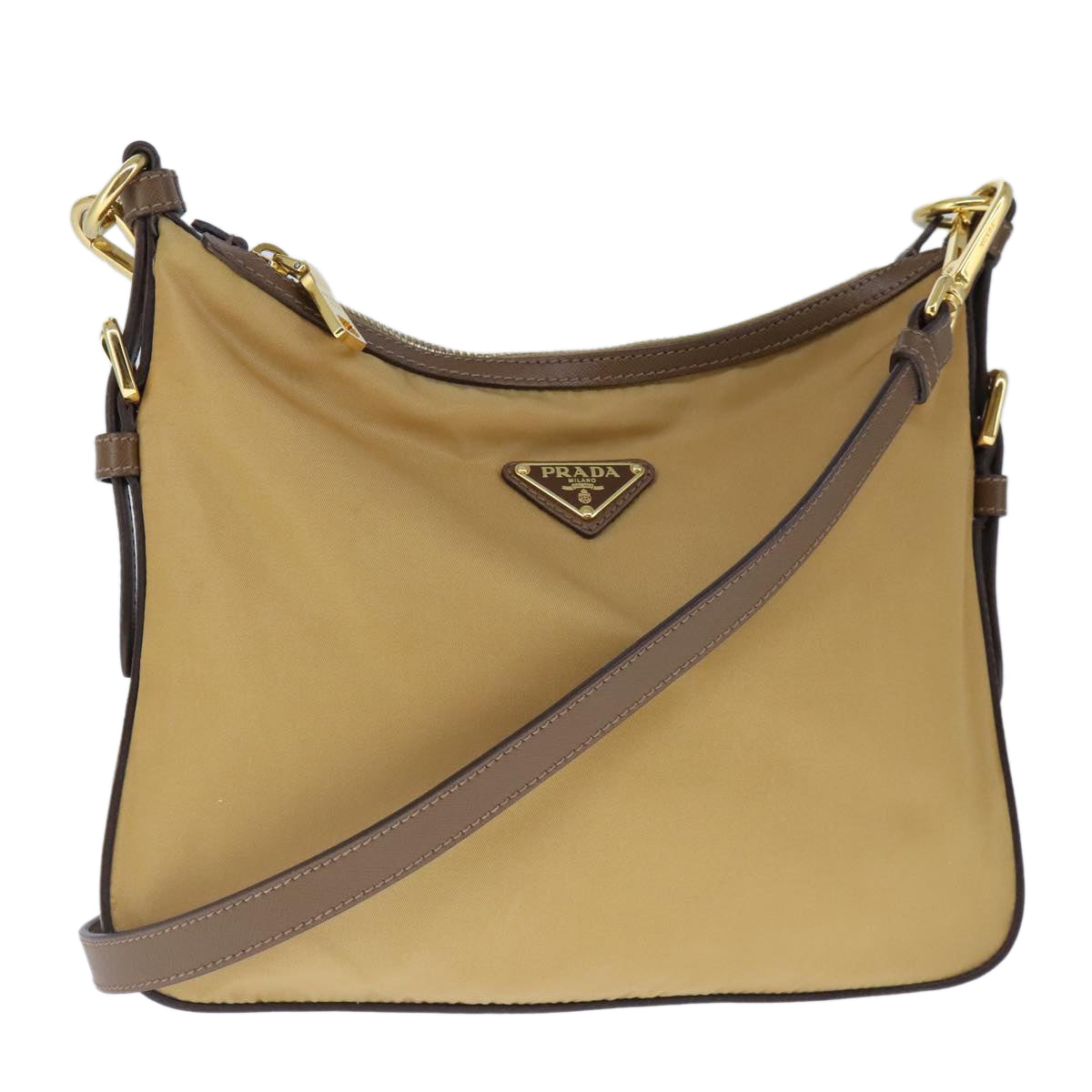 PRADA Shoulder Bag Nylon Beige Auth ki5142