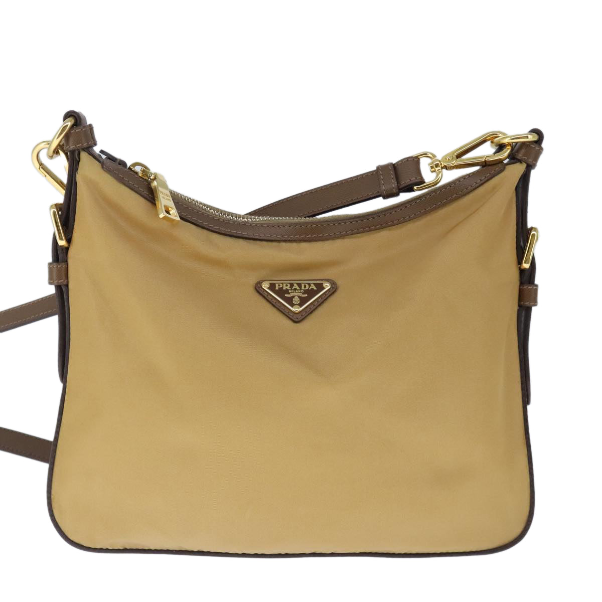 PRADA Shoulder Bag Nylon Beige Auth ki5142 - 0