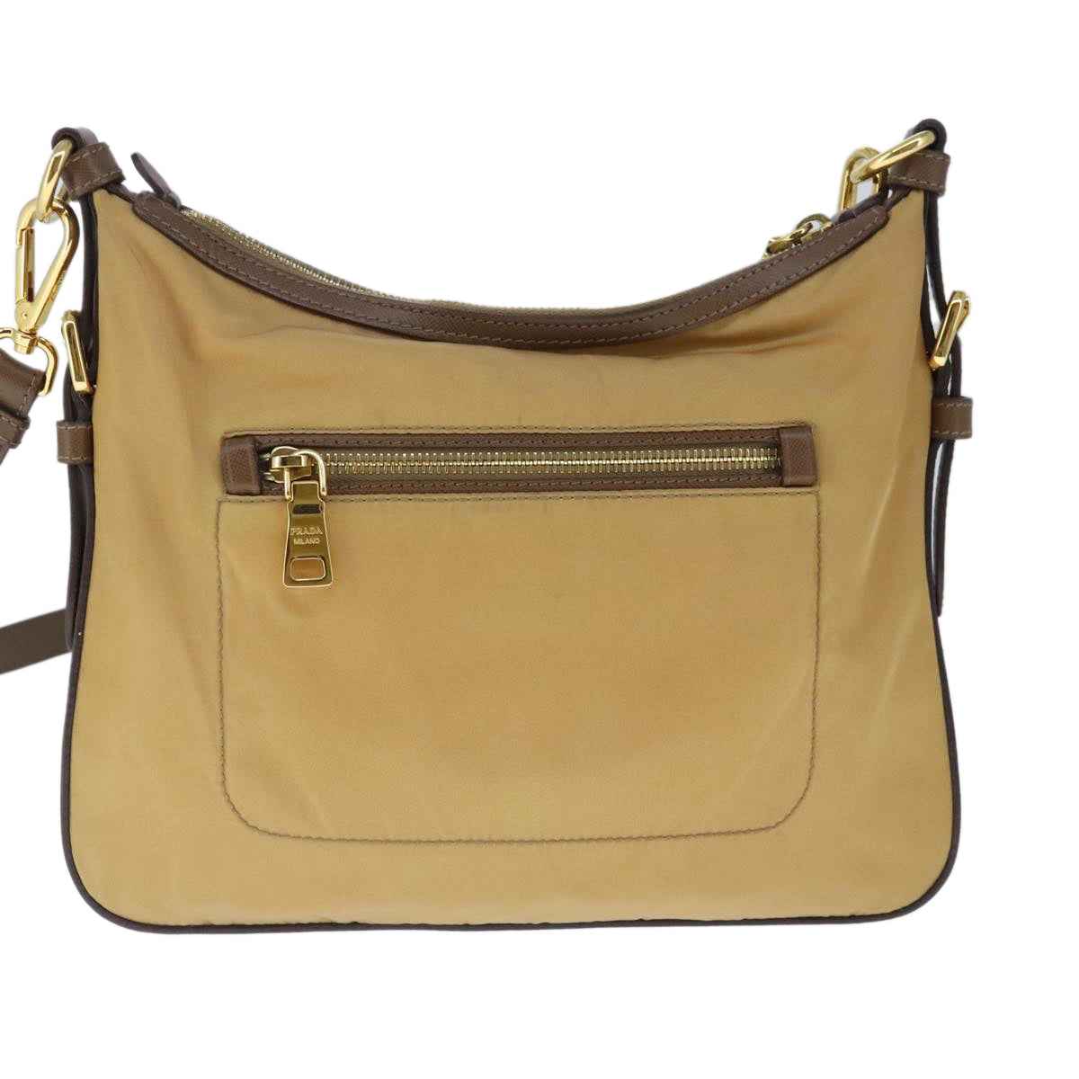 PRADA Shoulder Bag Nylon Beige Auth ki5142