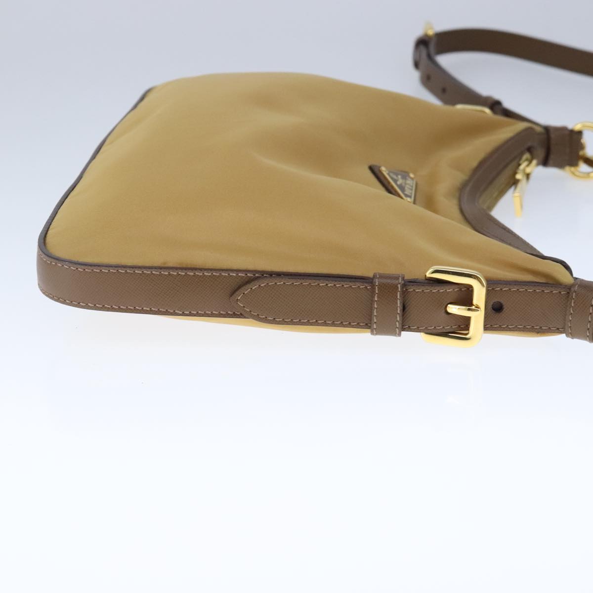 PRADA Shoulder Bag Nylon Beige Auth ki5142