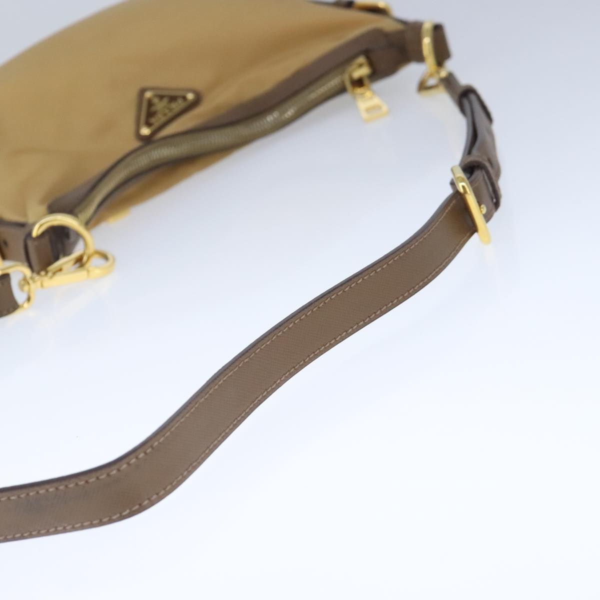 PRADA Shoulder Bag Nylon Beige Auth ki5142