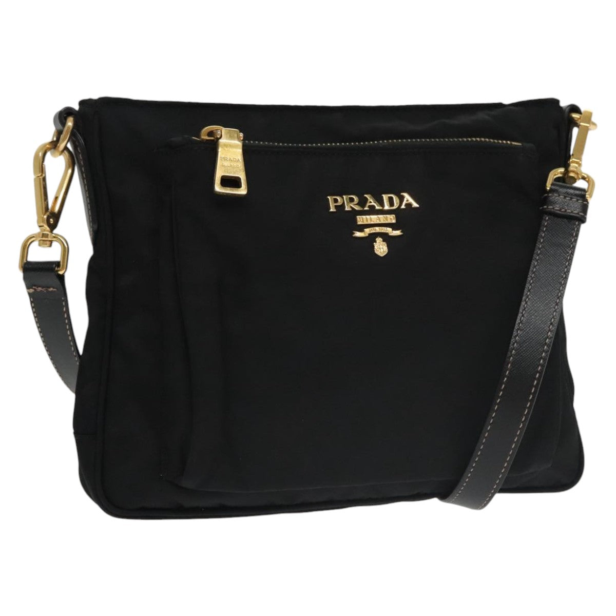 PRADA Shoulder Bag Nylon Black Auth ki5143