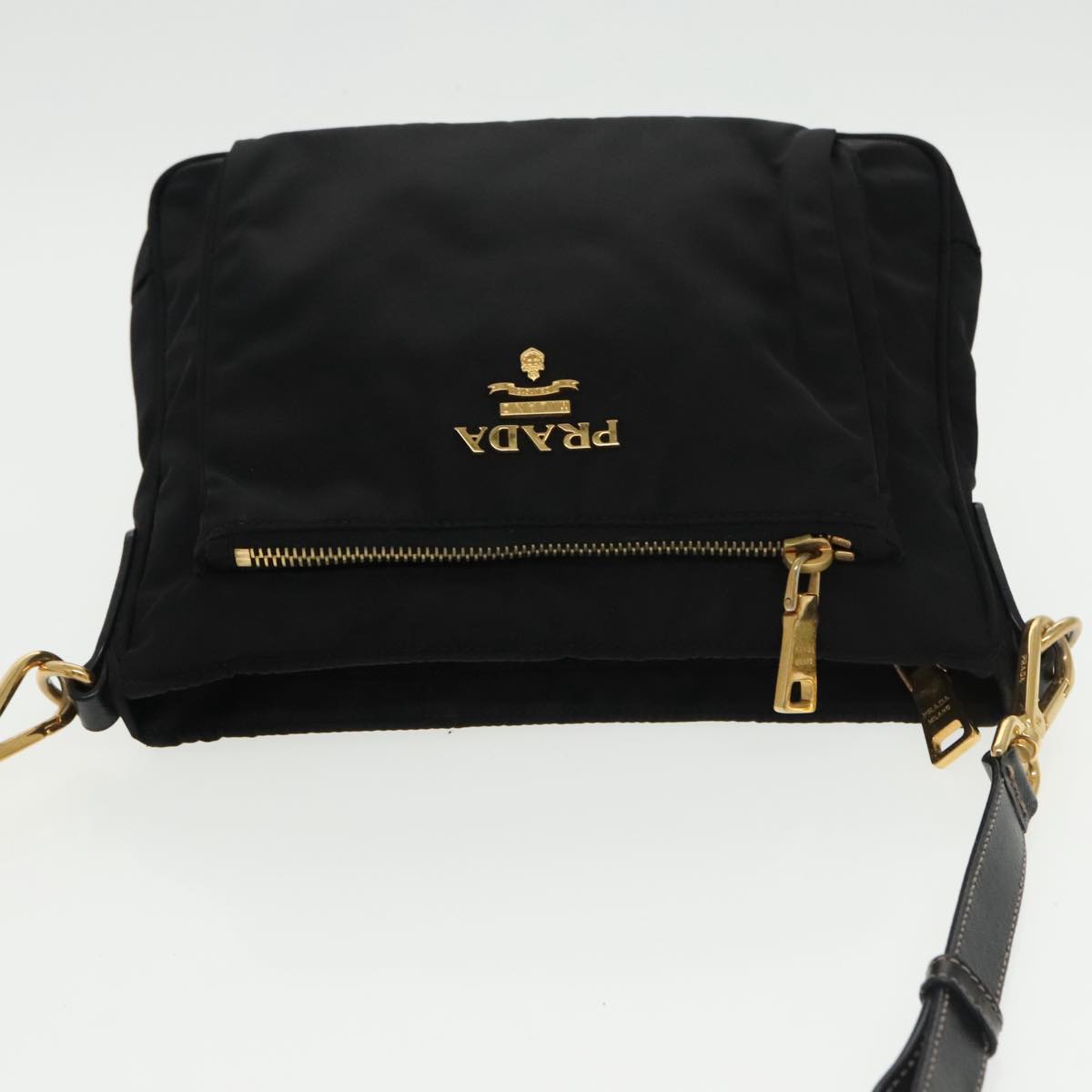 PRADA Shoulder Bag Nylon Black Auth ki5143