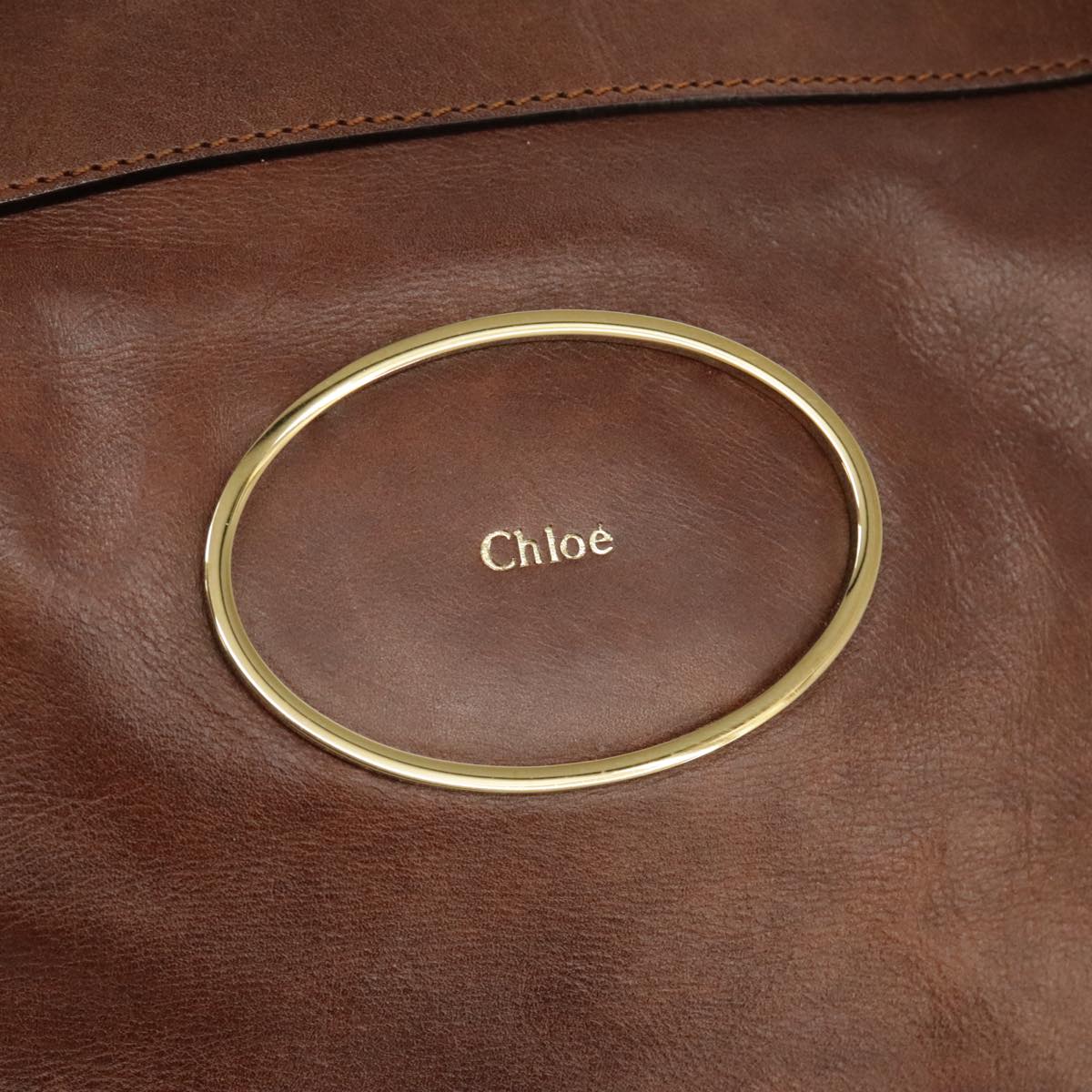 Chloe Victoria Hand Bag Leather 2way Brown Auth ki5149