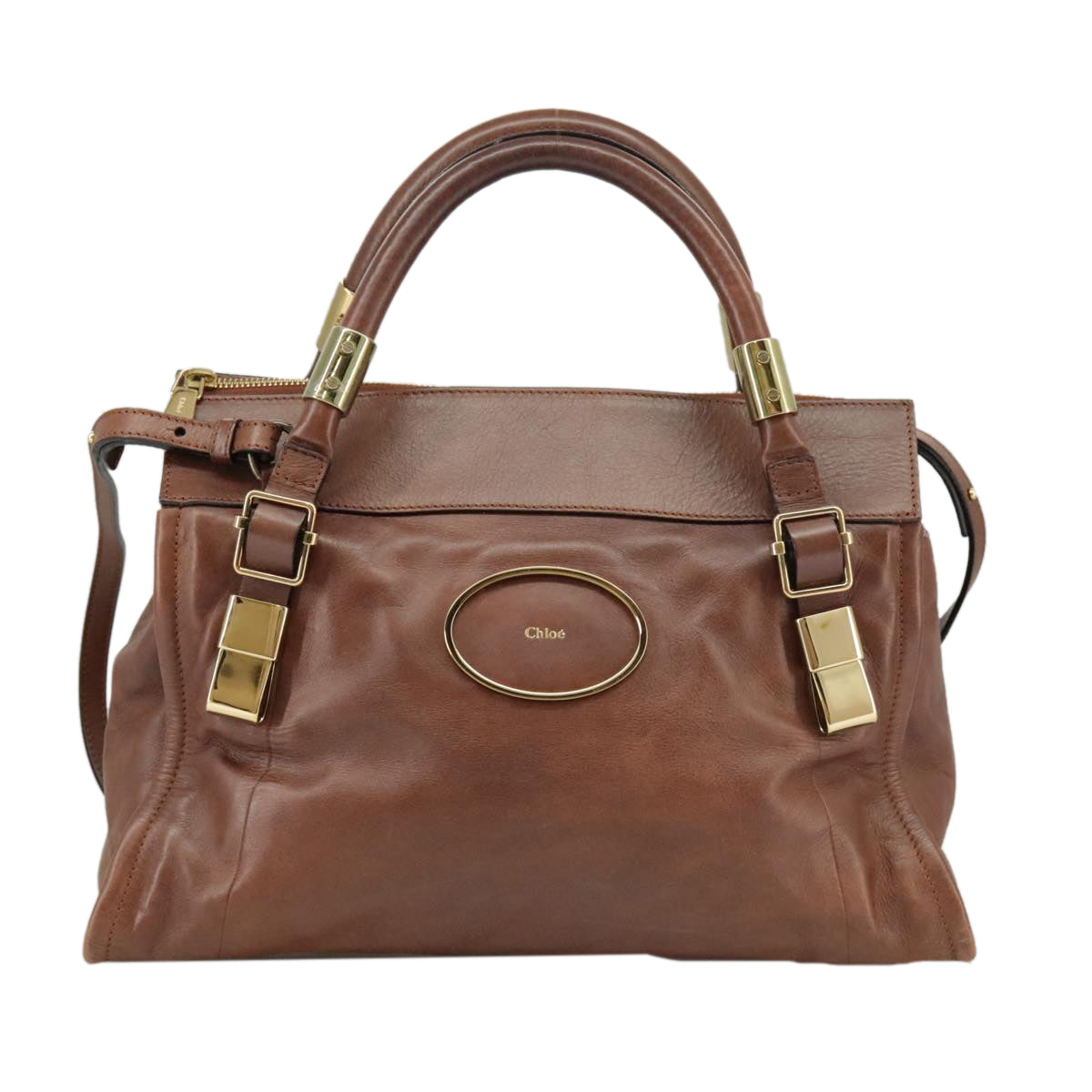 Chloe Victoria Hand Bag Leather 2way Brown Auth ki5149