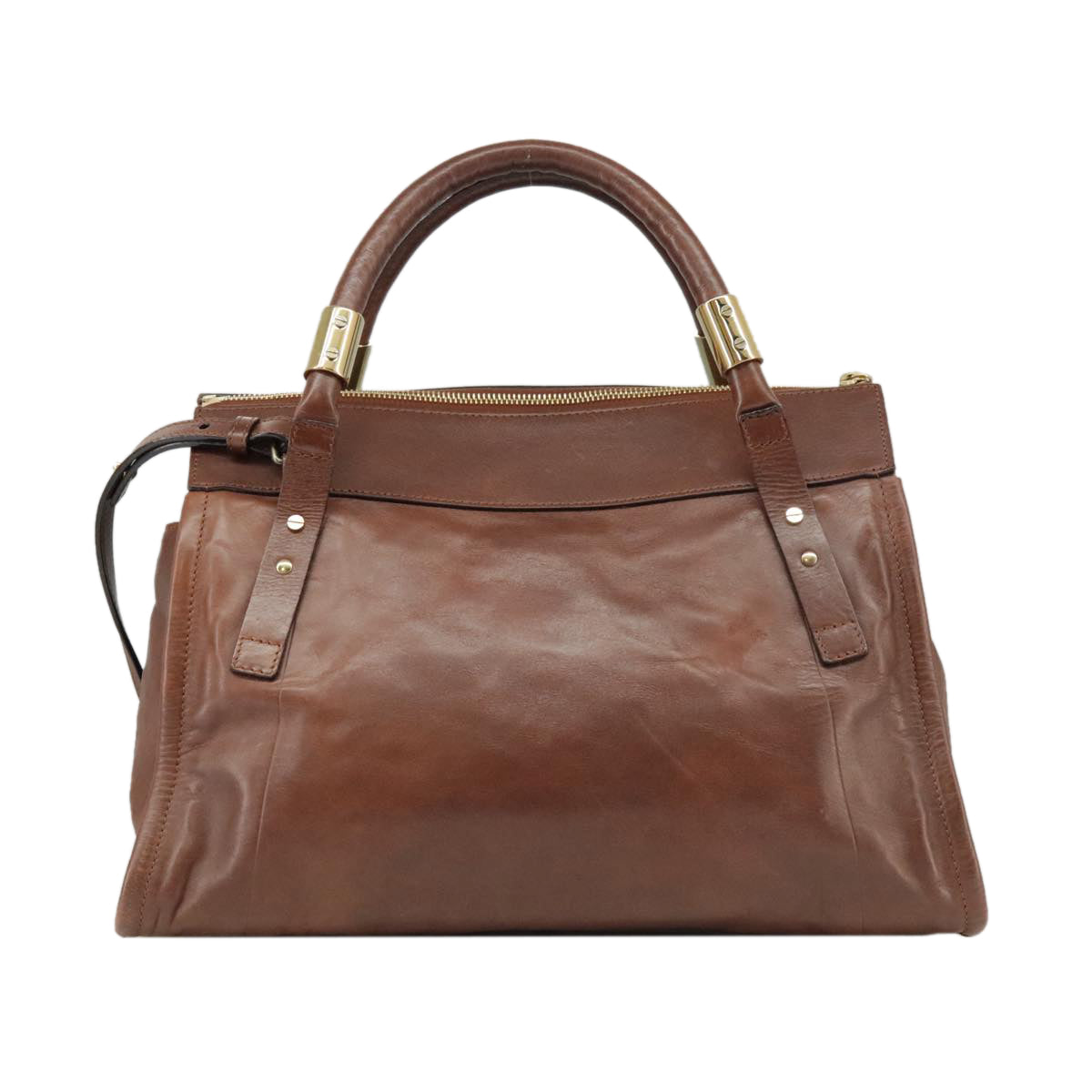 Chloe Victoria Hand Bag Leather 2way Brown Auth ki5149