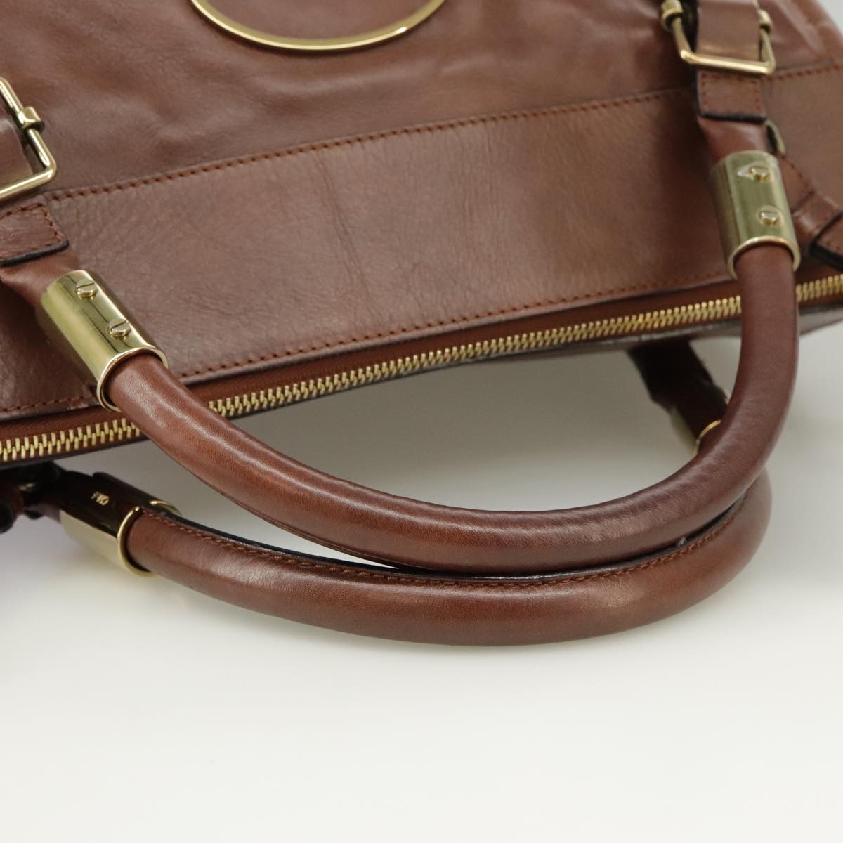 Chloe Victoria Hand Bag Leather 2way Brown Auth ki5149