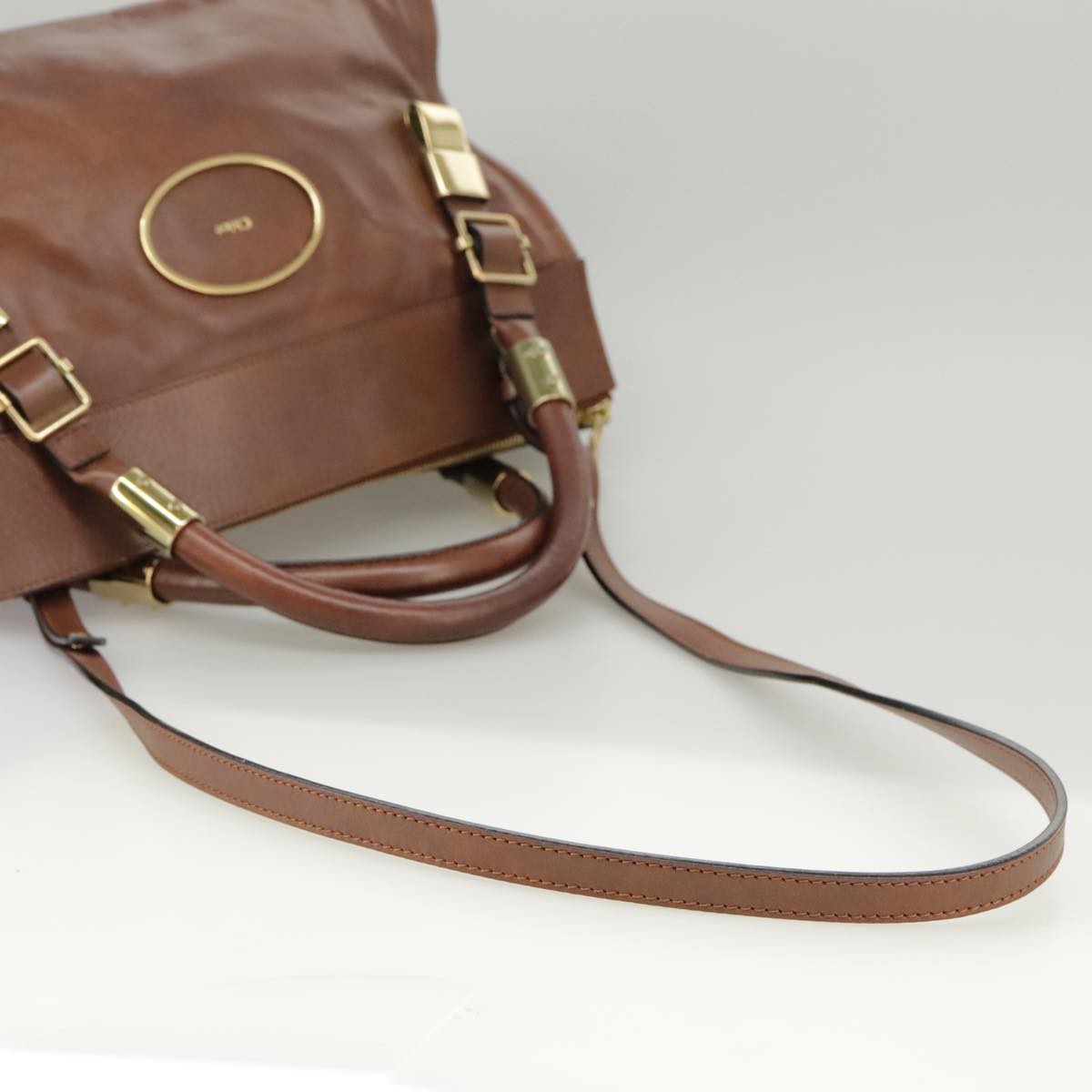 Chloe Victoria Hand Bag Leather 2way Brown Auth ki5149