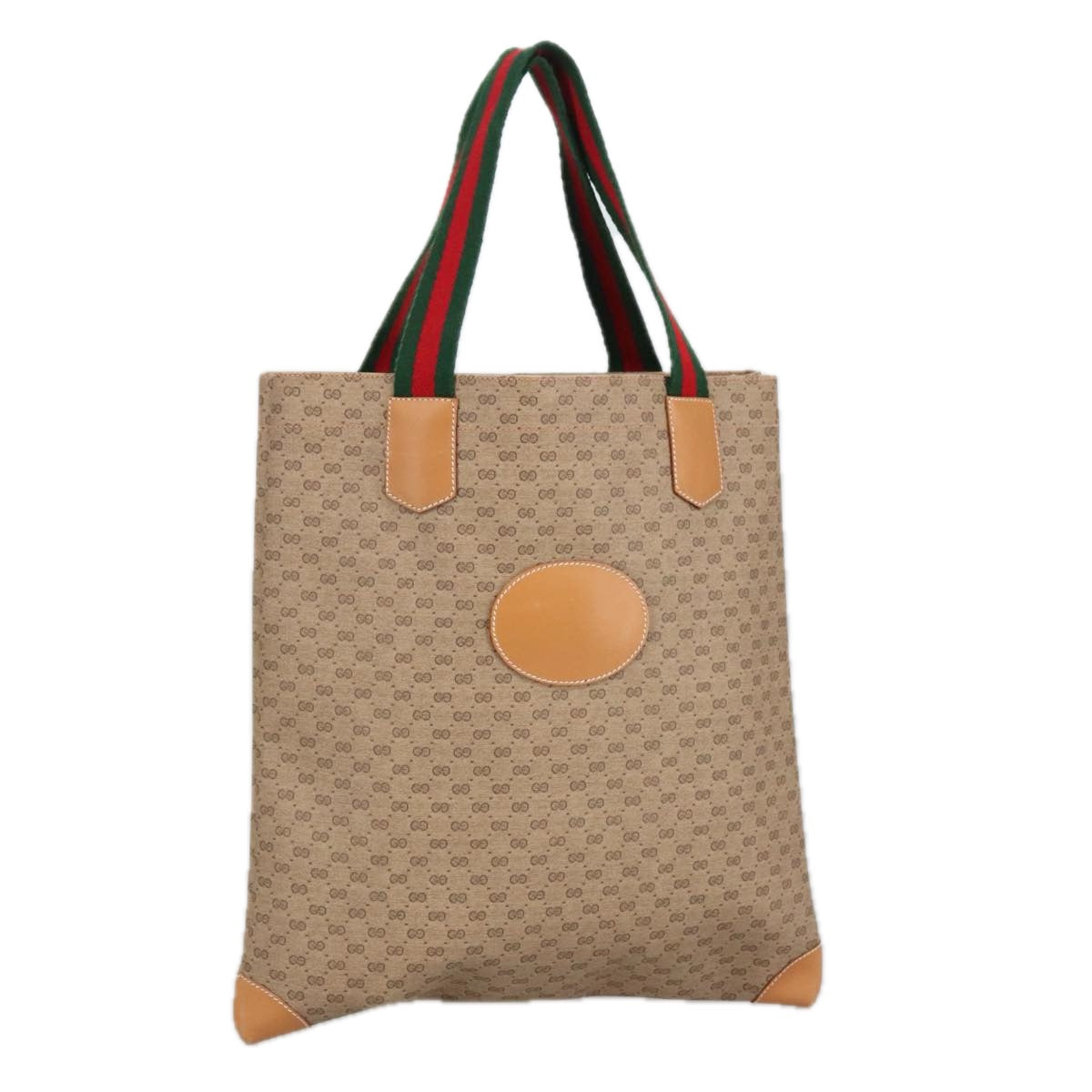 GUCCI Micro GG Canvas Tote Bag PVC Leather Beige Gold 02 37 1300 Auth ki5150