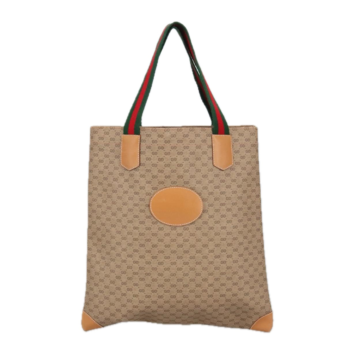 GUCCI Micro GG Canvas Tote Bag PVC Leather Beige Gold 02 37 1300 Auth ki5150 - 0