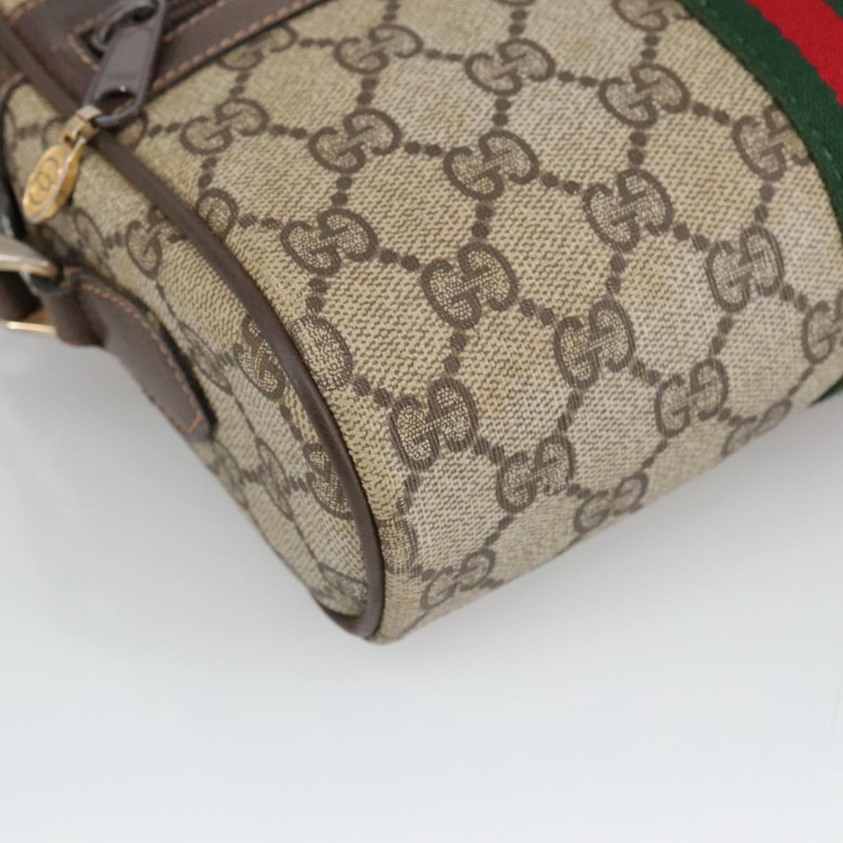 GUCCI GG Supreme Web Sherry Line Shoulder Bag PVC Beige Gold Auth ki5151