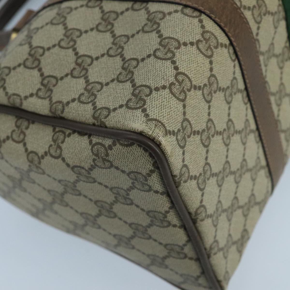 GUCCI GG Supreme Web Sherry Line Boston Bag PVC Beige Gold 39 02 007 Auth ki5154