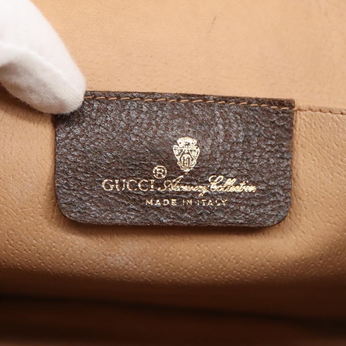 GUCCI GG Supreme Web Sherry Line Clutch Bag PVC Beige 156 01 030 Auth ki5155