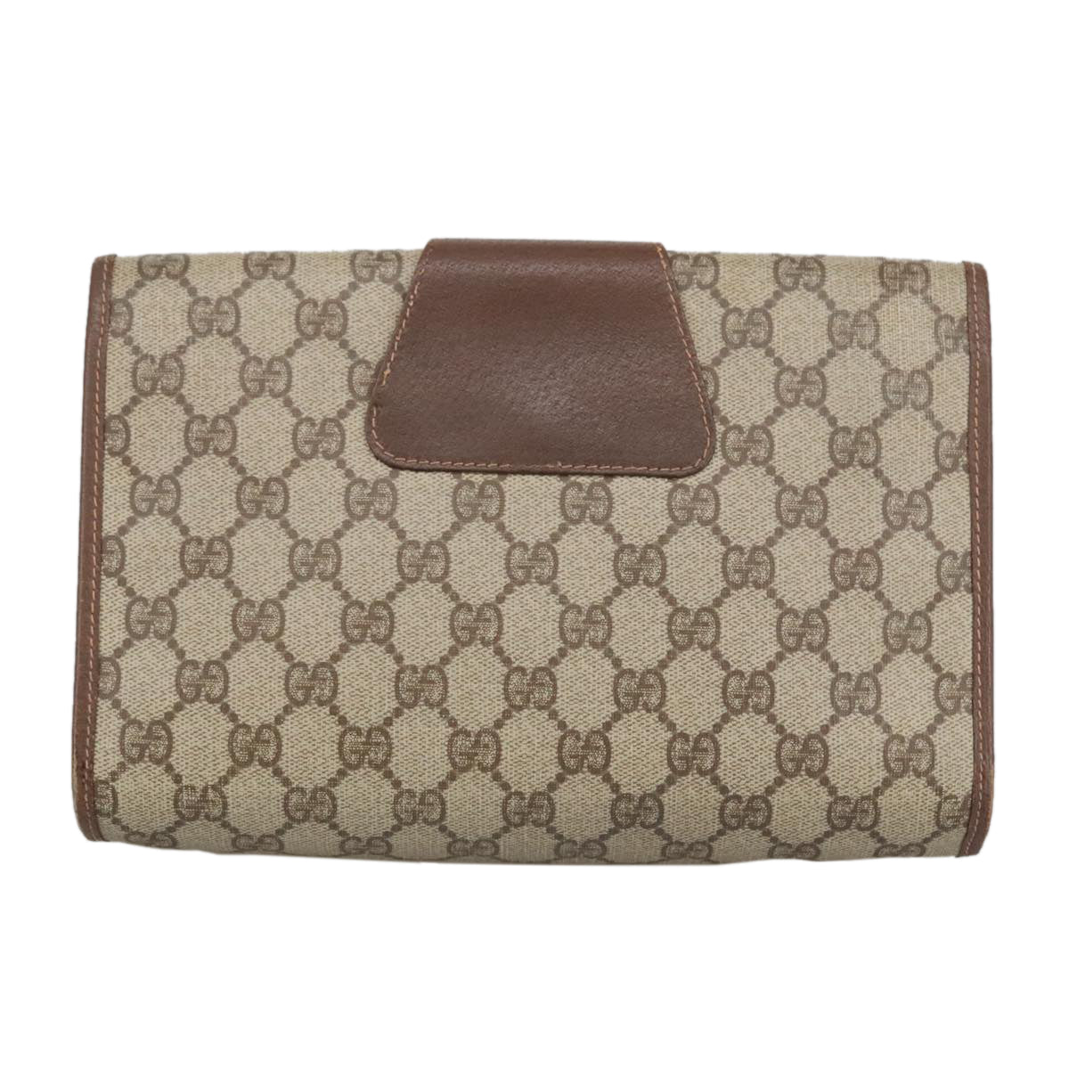 GUCCI GG Supreme Web Sherry Line Clutch Bag PVC Beige 156 01 030 Auth ki5155