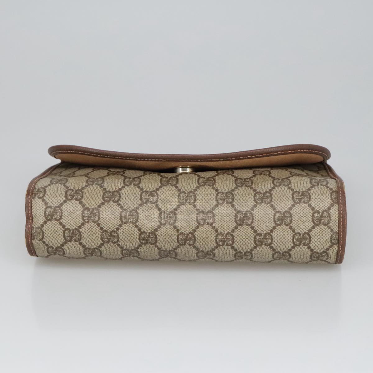 GUCCI GG Supreme Web Sherry Line Clutch Bag PVC Beige 156 01 030 Auth ki5155