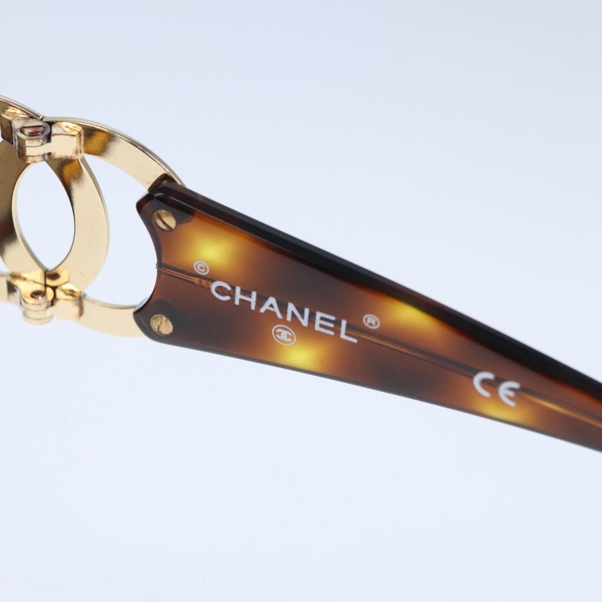 CHANEL Sunglasses plastic Brown CC Auth ki5159