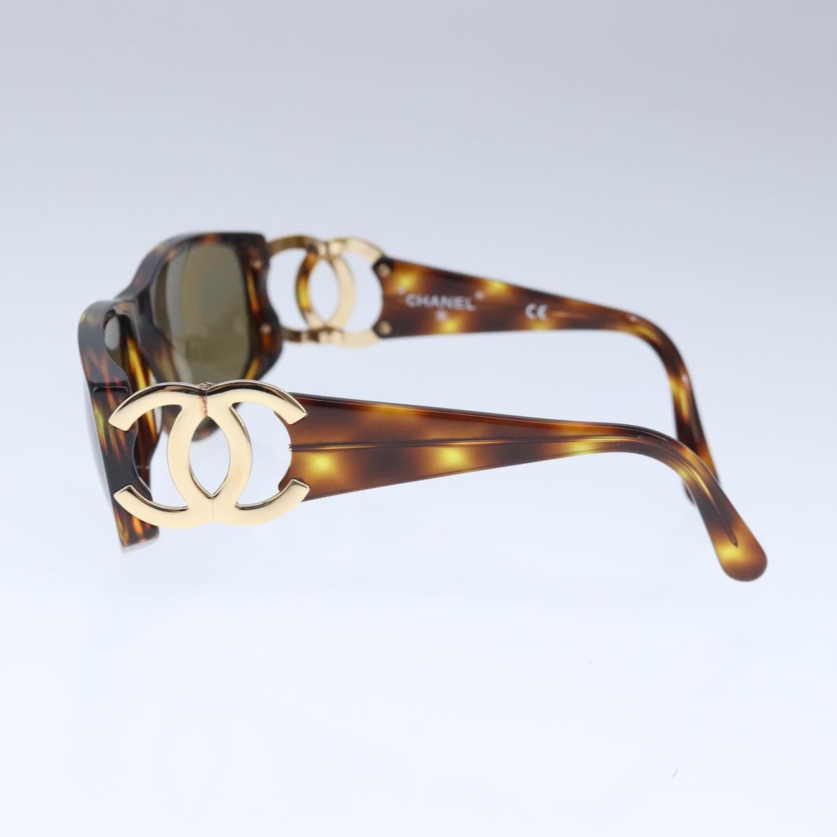 CHANEL Sunglasses plastic Brown CC Auth ki5159