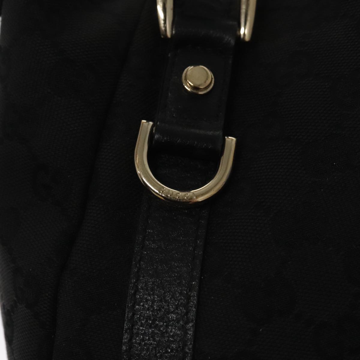 GUCCI GG Canvas Abbey Tote Bag Black Gold 130736 Auth ki5170